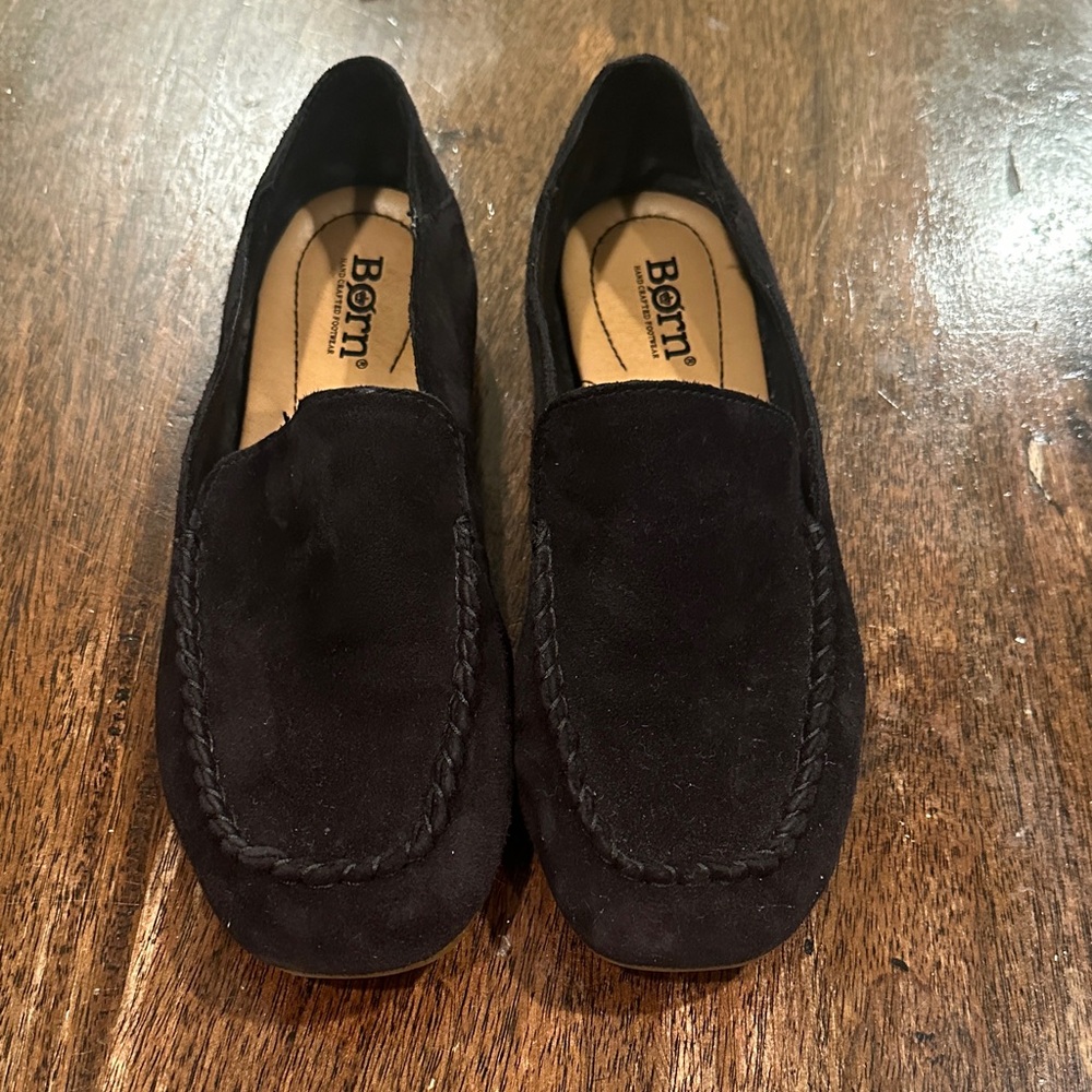 Born Womens Dark Suede Loafers